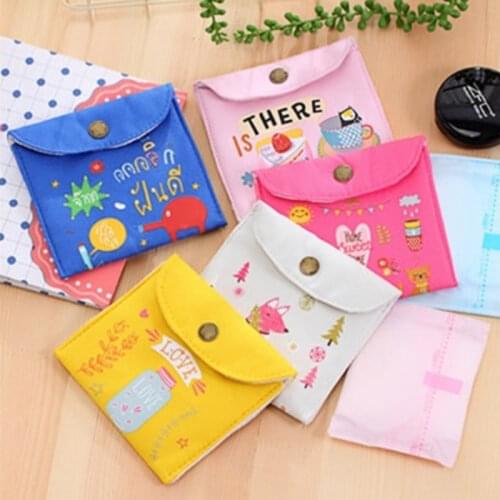 Girls Diaper Sanitary Napkin Storage Bag Canvas Sanitary Pads Package Bags Coin Purse Jewelry Organizer Credit Card Pouch Case