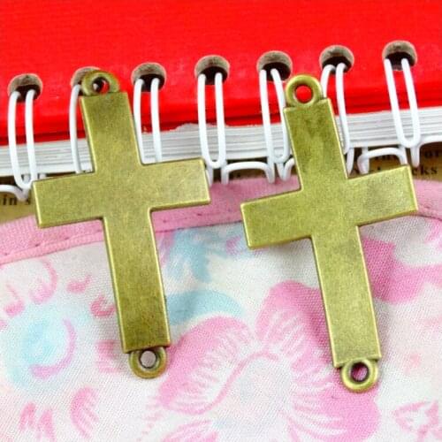 20Pcs 42.7*23.5MM Antique Bronze Plated Cross Connection Handmade Charms Pendant:DIY For Bracelet Necklace
