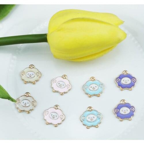 10pcs/lot Cute Animals Sheep Enamel Charms Zinc Alloy Pendant For Women Girls DIY Bracelet Earrings Jewelry Accessories Craft