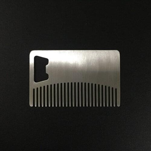Professional Card Style Mens Mustache Comb Beer Openers Anti Static Stainless Steel Comb Bottle Opener W8863