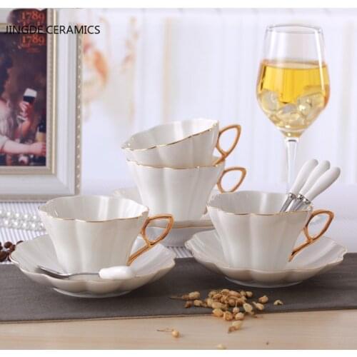 2Pcs Direct selling new products court ceramic afternoon tea gold butterfly flower glaze bone porcelain coffee cup milk cup set