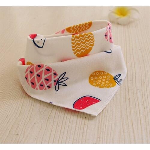 PUDCOCO Newborn Infant Cute Watermelon Pineapple Fruit Printing Saliva Towel Baby Double Layer Double Snap Button Triangular Bib