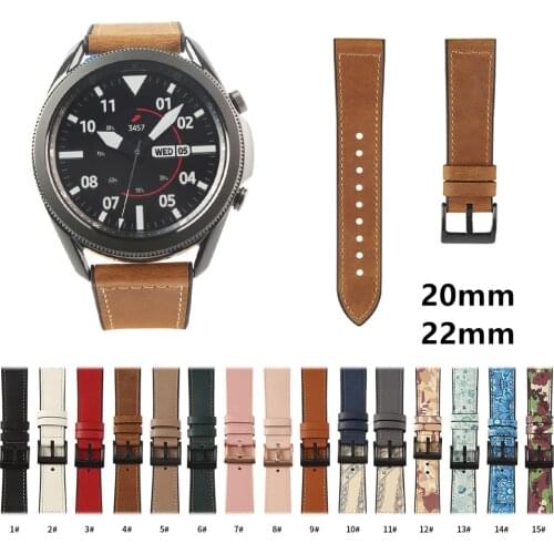 20mm 22mm Fashion Leather Watch Band Strap for Samsung Galaxy Watch Active 2 40mm 44mm Replacement Wrist strap for huawei GT 2
