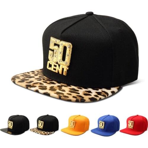 Missfox Hip Hop Gold 50 Cent Rhinestone Men Hat Five Colors Cool Black Hats Caps Men Flat Brim Crocodile Pattern Hip Hop Caps