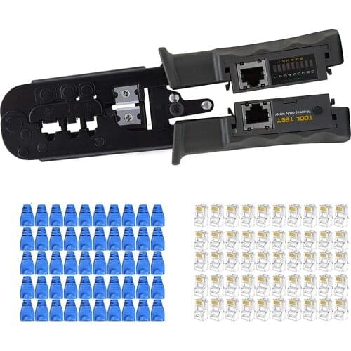 RJ45 Network Cable Crimper 8P6P4P Three-Purpose Tester Ratchet Tool Squeeze Crimping Wire Network Plier With Cat6 Connector