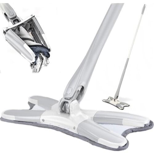 X-type Floor Mop with Reusable Microfiber Pads Hand-free Wash Squeeze Mops 360 Degree Flat Mop for Home Household Cleaning Tools