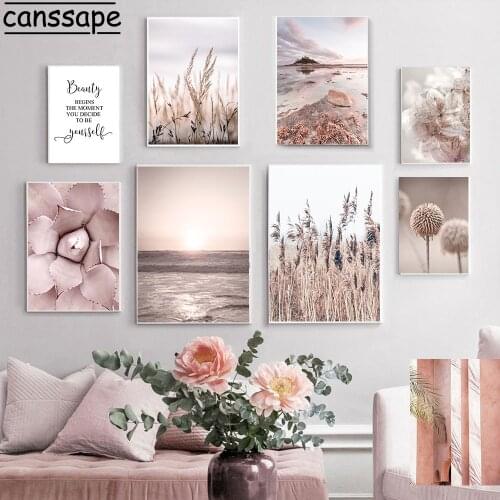 Scandinavian Posters Plant Wall Print Lake Canvas Prints Flower Poster Sea Landscape Wall Pictures For Living Room Decoration