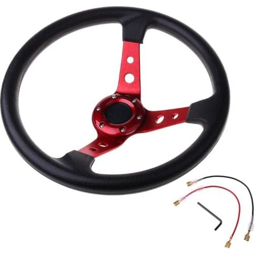 Sport Steering Wheel Universal 14 inch/350MM PVC Leather Auto Racing Steering Wheels Car Modification Accessories Drop shopping