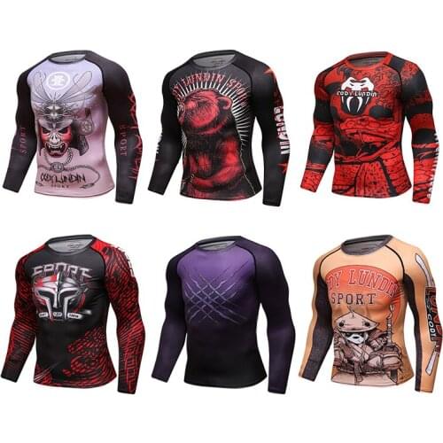 Men Breathable Fitness Running Rash Guard New Design Digital Sublimation Printed Long Sleeve