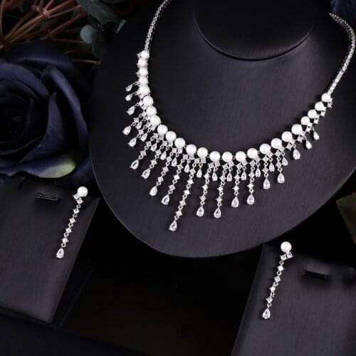 Janekelly wedding engagement jewelry Necklace Earring For Women Jewellery indian store Jewelery pearl Bridal jewelry sets & more