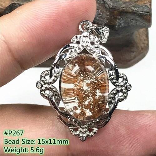 Top Natural Ghost Phantom Quartz Pendant Jewelry For Women Men Beauty Gift Crystal Silver Oval Beads Clear Garden Gemstone AAAAA