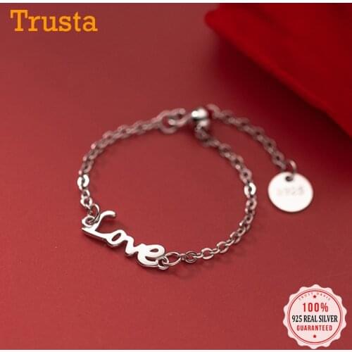 Trustdavis Authentic 925 Sterling Silver Fashion Sweet Love Chain Adjustable Finger Ring For Women Wedding Fine Jewelry DA1187