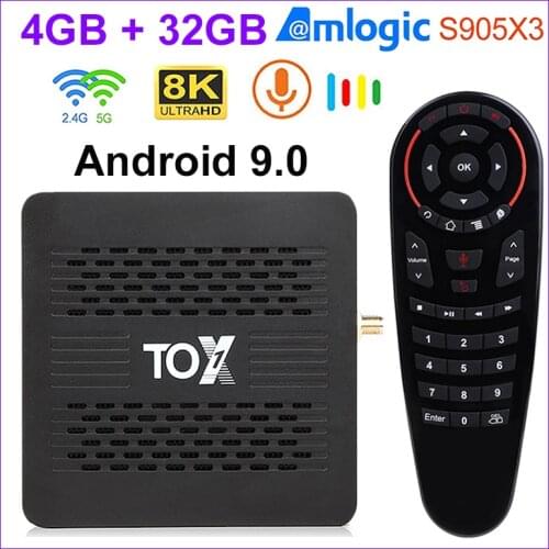 TOX1 TV Box Android 9.0 4G 32G Amlogic S905X3 1000M Smart Media Player 2.4G 5G WiFi Bluetooth 8K Set Top Box Support Dolby Atmos
