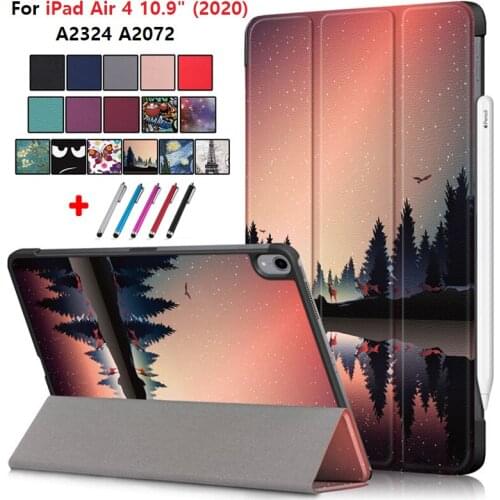 Smart Coque For IPad Air 4 Tablet Case 2020 10.9 PU Hard PC Funda For IPad Air 4 Case 10 9 2020 A2324 A2072 Air4 Cover Awake