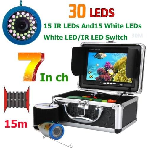 7 Inch Monitor 15M 1000TVL Fish Finder Underwater Fishing Video Camera 30pcs LEDs Waterproof Fish Finder CMOS Sensor