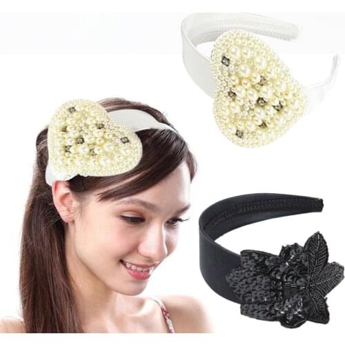 Vintage Luxury Pearl Gem Bee Alloy Wide Headband Full Pearl Metal Badge Headwear Crown Baroque Flower Hairbands Hair Accessories