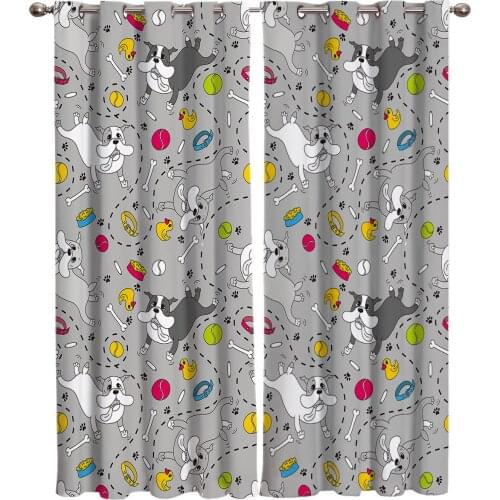Cute Dachshund Cartoon Duck Pattern Window Curtain Bedroom Fabric Decor Curtain Panel Curtains for Living Room