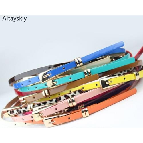 Belts Women Solid Thin Leather Candy Color Simple Sweet Lovely Girls Students Chic All-match High-quality Belt Womens Female New