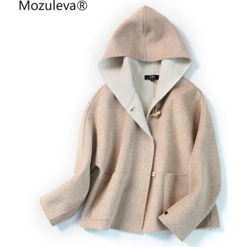 Mozuleva 2020 Woolen Coat Womens 2020 Autumn and Winter Coat Womens Hooded Double-Faced Woolen Goods Woolen Coat Womens