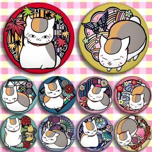 1pc 58mm Natsume Yūjin-chō Nyanko Sensei Lovely Cat Badges icons on backpack brooch