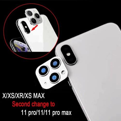 100pcs Metal Camera Lens Second Change For iPhone 11 Pro Max Glass Protector Ring Cover For iPhone X XS MAX Sticker Fake Camera