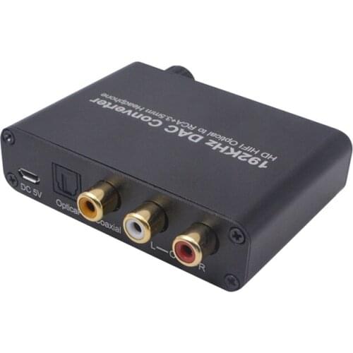 192KHz Digital to Analog Converter 5.1CH DAC Optical SPDIF Coaxial to RCA with 3.5mm Volume Control Support Dolby AC3