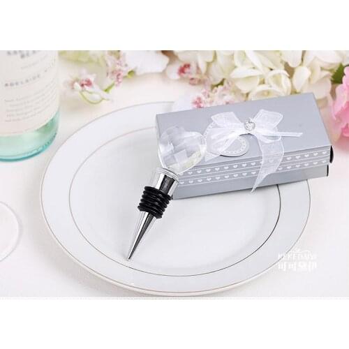 200pcs Wedding Favors Creative Gifts Crystal Heart Alloy Red Wine Bottle Stopper Back Gifts for Guests Party Souvenir SN1270