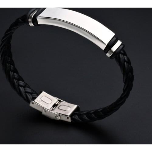 2020 High Quality Fashion Stainless Steel Cortex Bracelet Bangles Men Black Silver Color Carbon Fiber Bracelets For Men Jewelry