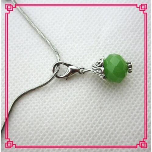 50pcs/lot enamel green stone crystal dangle charms lobster clasp hanging floating charm pendant/bracelet accessories diy jewelry