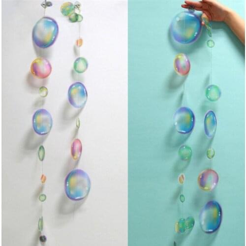 6pcs 2M Ocean style Bubble Disc Colored Flag Hanging Ornaments For Wedding Party Arch Home Garden Hotal Decorative