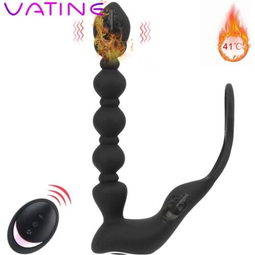 VATINE Cock Ring Wearing Anal Plug Dual-use Vibration Butt Plug Prostate Massager Intelligent Heating Sex Toys for Couples