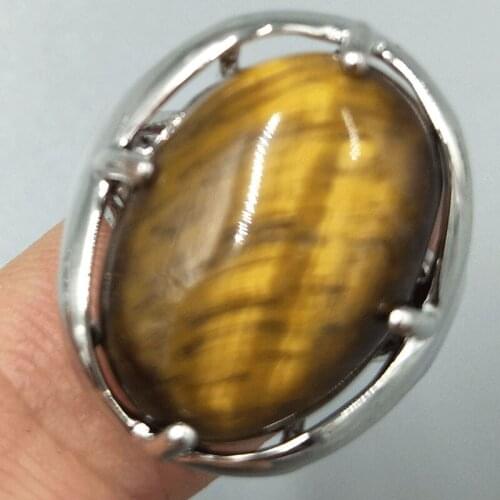 Free Shipping Women Fashion Jewelry Tigers Eye Oval Women Men Bead Ring 6.5~12" US Adjust C5269
