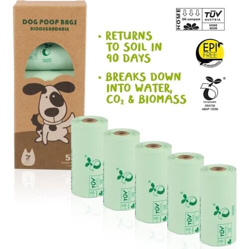 10Rolls Corn Starch PLA Biodegradable Pet Garbage Bag Compostable Vest Style Cat Dog Poop Trash Bags Outdoor Pets Carriers Tool