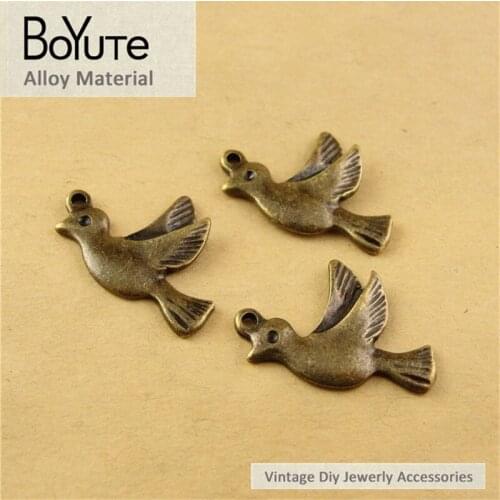 BoYuTe (100 Pieces/Lot) 15*22MM Zinc Alloy Vintage Animal Bird Peace Dove Pendant Charms for Jewelry Making Diy Accessories