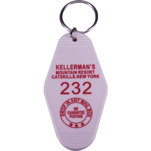 Kellermans mountain resort Hotel Key Tag Motel Key Chain Key Fob (White with red) Dirty Dancing inspired