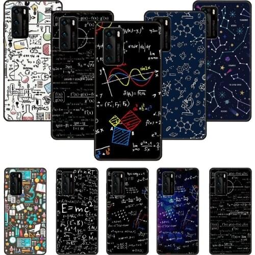 Phone Case For Huawei P20 P30 P40 P Smart Z + P10 Mate 30 10 20 Lite Pro Black Cover Funda Luxury Etui Math Chemical Formula