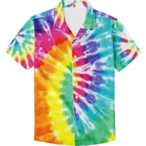 HYCOOL Cheap Low Price Dropshipping Men T-shirt Tie Dye Print Shirts For Men Plus Size 5xl Mens Formal Shirts 2021 Summer
