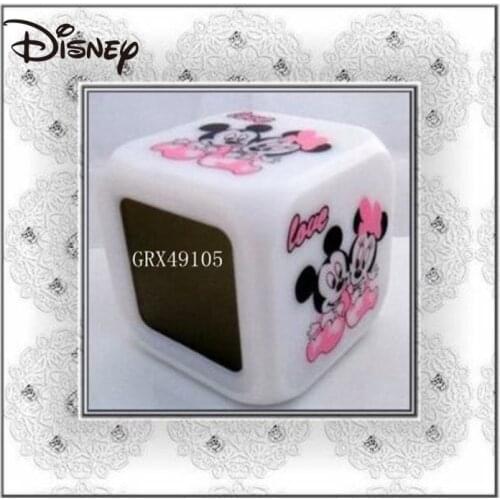 Disneys best-selling childrens alarm clock Minnie Projection Color-changing Alarm Clock Perpetual Calendar Alarm clock bedroom