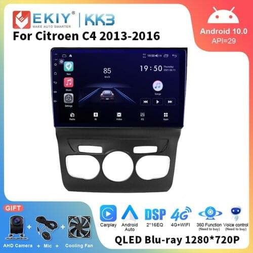 EKIY QLED Autoradio Android 10 For Citroen C4 2 B7 2013-2016 Stereo Car Multimedia Video Radio Player GPS Navi CarPlay Head Unit