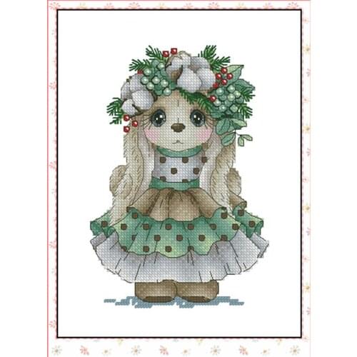 Cotton rabbit cross stitch aida 18ct 14ct 11ct black cloth people kit embroidery DIY handmade needlework