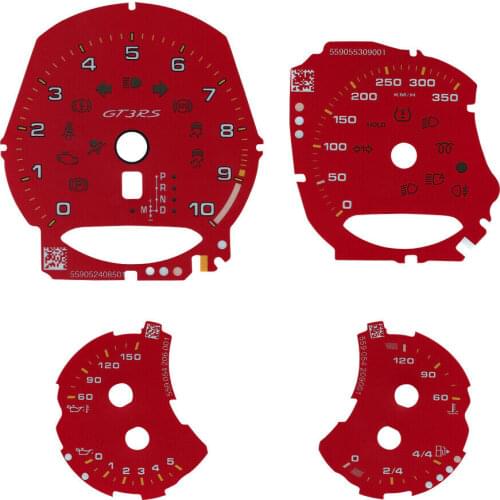 Gauge Face for Porsche Carrera 991/Cayenne 958/Panamera 970 GT3RS Instrument Cluster Overlay 350KM/H Red