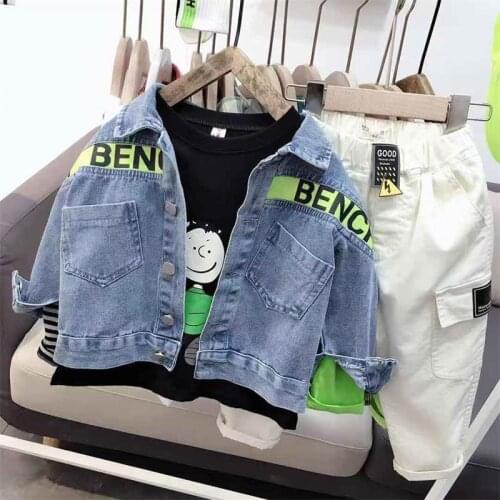 Baby Clothes Suits Casual Baby Girls Boys Clothing Sets Children Suits 3Pieces Denim Coat + T-Shirts + Pants Sports Kids Set