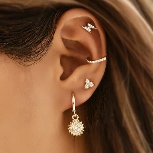 Korean Earrings Fashion Jewelry Crystal Sun Pendant Statement Earrings Gothics Brinco Stud Earrings For Women Wholesale