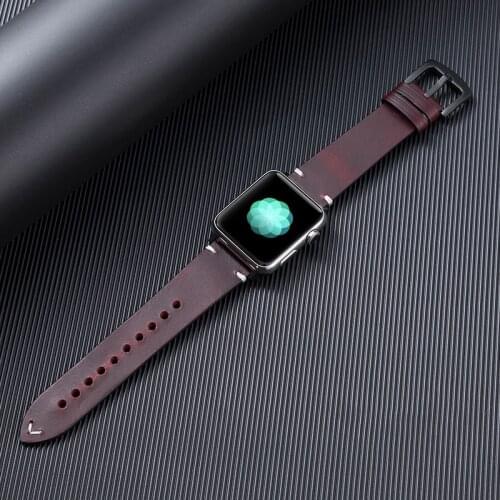 Leather strap For Apple watch band 44mm 40mm iWatch band 38mm 42mm Genuine leather watchband for Apple watch 6 5 4 3 se bracelet