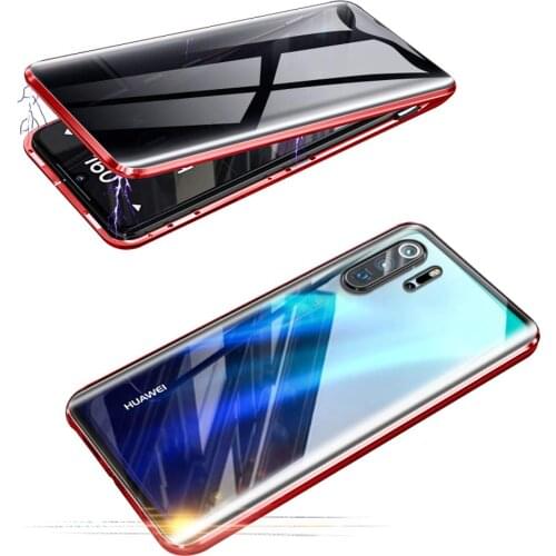 Anti-peep Magnetic Case for Huawei P40 30 Pro Honor Mate 30 20 Adsorption Double-Sided Privacy Clear Back Phone Cases Cover