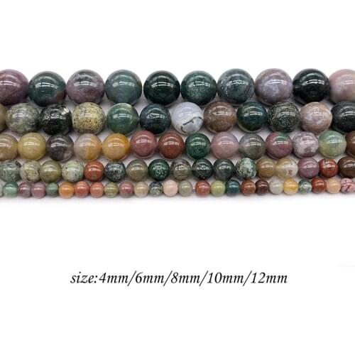 Natural Stone Deep Green Loose Beads Round Carnelian DIY Beaded for Women Jewelry Making Bracelets Necklaces J127