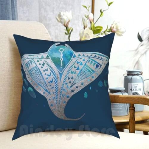 Manta Ray Pillow Case Printed Home Soft DIY Pillow cover Ray Stingray Ray Animal Sting Ray Watercolour Watercolor Animals