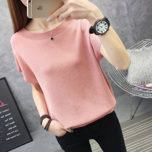 Room 115853 window 】 to film the new ice pure color round collar short sleeve T-shirt batwing coat [3012] 25