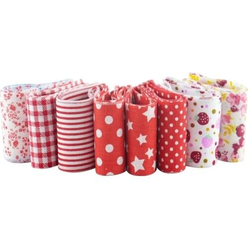 New arrivals 100%cotton 8pcs/lot jelly roll sewing textile red sets fabric strips 5cmx100cm tildas quilting dolls cloths