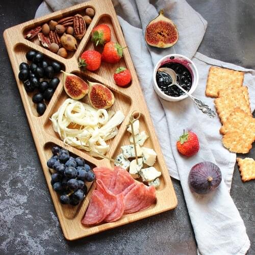 Dinner Plate Compartment Plate Tray Cutlery Plate Wooden Partition Plate Plate Plate Food Plate Set